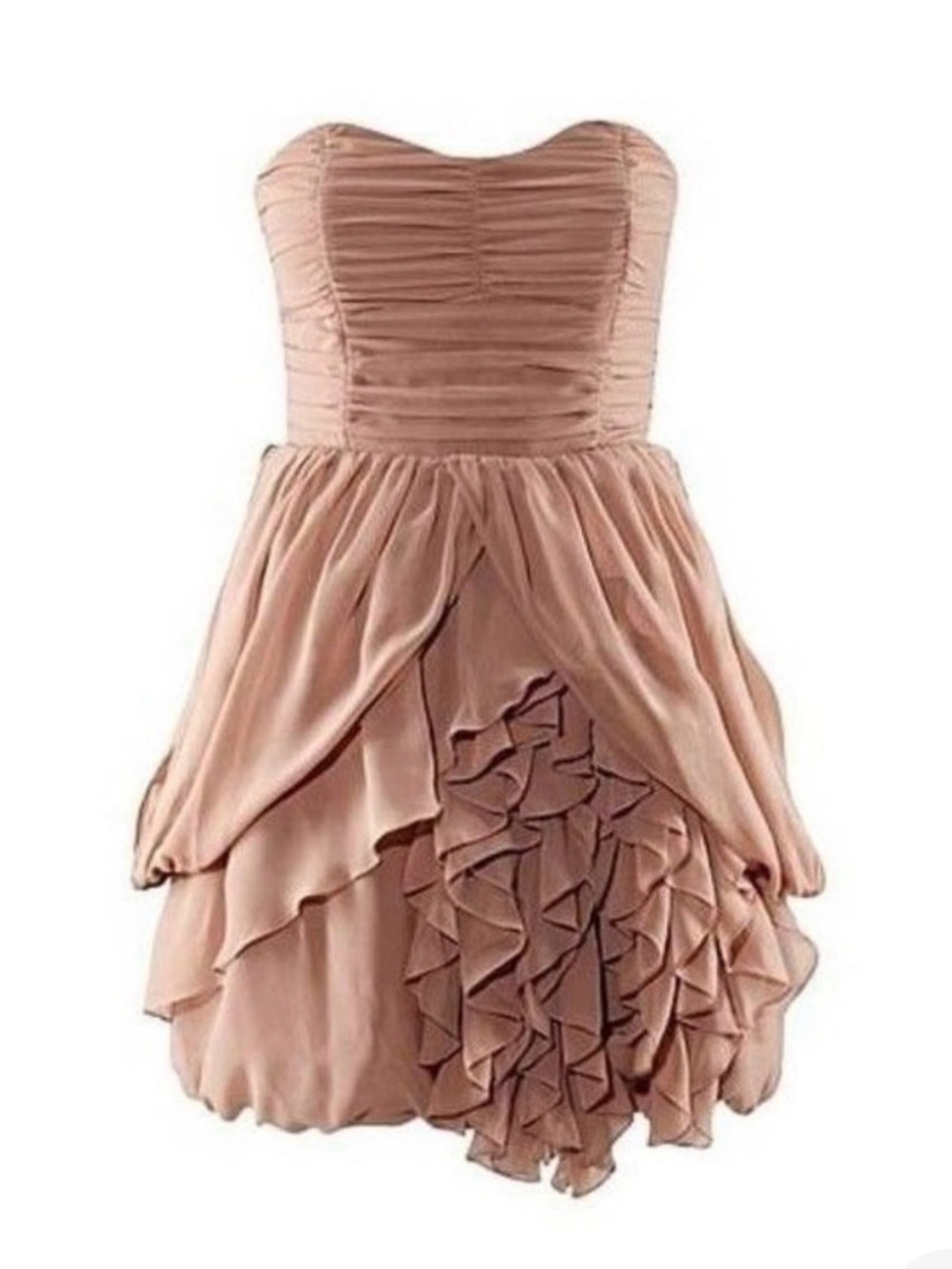 Strapless Ruched Ruffle Dress
